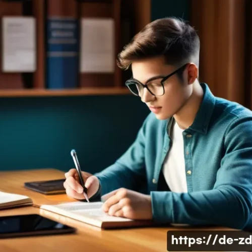 지식 경계 확장을 위한 다각적 접근법 - A modern study room scene featuring a young adult studying with a combination of traditional books a...