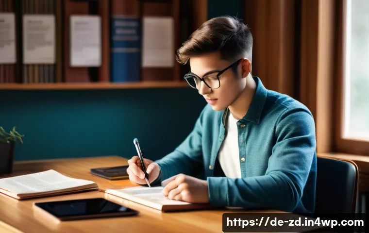 지식 경계 확장을 위한 다각적 접근법 - A modern study room scene featuring a young adult studying with a combination of traditional books a...