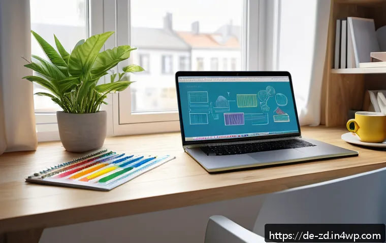 지식 확장을 위한 패턴 인식 훈련 - A detailed digital illustration of a modern study desk in a cozy German home office setting, featuri...